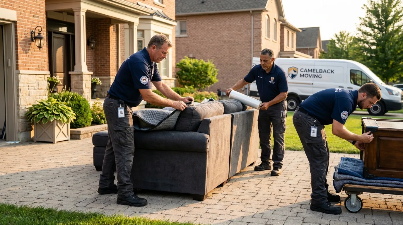 Large estate moving crew wrapping furniture in La Luz, NM