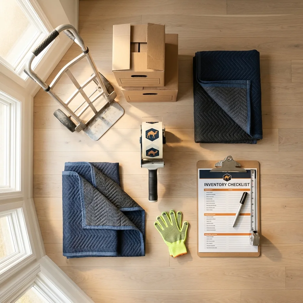 Professional moving supplies and packing materials layout for La Luz residential relocations